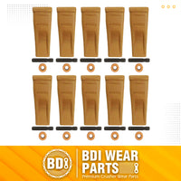 BDI Wear Parts 6Y3222 Caterpillar Style Bucket Teeth with Pins and Retainer Clips, CAT Style 6Y-3222 Long Tip J225 Replacement Dirt Tooth for Excavator - 10PK