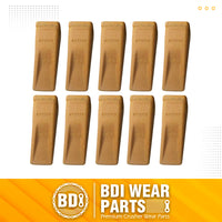 BDI Wear Parts 6Y3222 Caterpillar Style Bucket Teeth with Pins and Retainer Clips, CAT Style 6Y-3222 Long Tip J225 Replacement Dirt Tooth for Excavator - 10PK