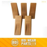 BDI Wear Parts 6Y3222 Caterpillar Style Bucket Teeth with Pins and Retainer Clips, CAT Style 6Y-3222 Long Tip J225 Replacement Dirt Tooth for Excavator - 5PK