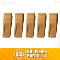 BDI Wear Parts 6Y3222 Caterpillar Style Bucket Teeth with Pins and Retainer Clips, CAT Style 6Y-3222 Long Tip J225 Replacement Dirt Tooth for Excavator - 5PK