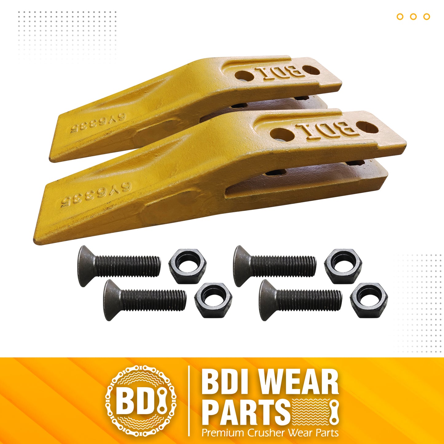 1358203 Bucket Teeth 6Y6335 Caterpillar Style Backhoe Loader / Excavator Unitooth with Bolts and Nuts - 2 Set