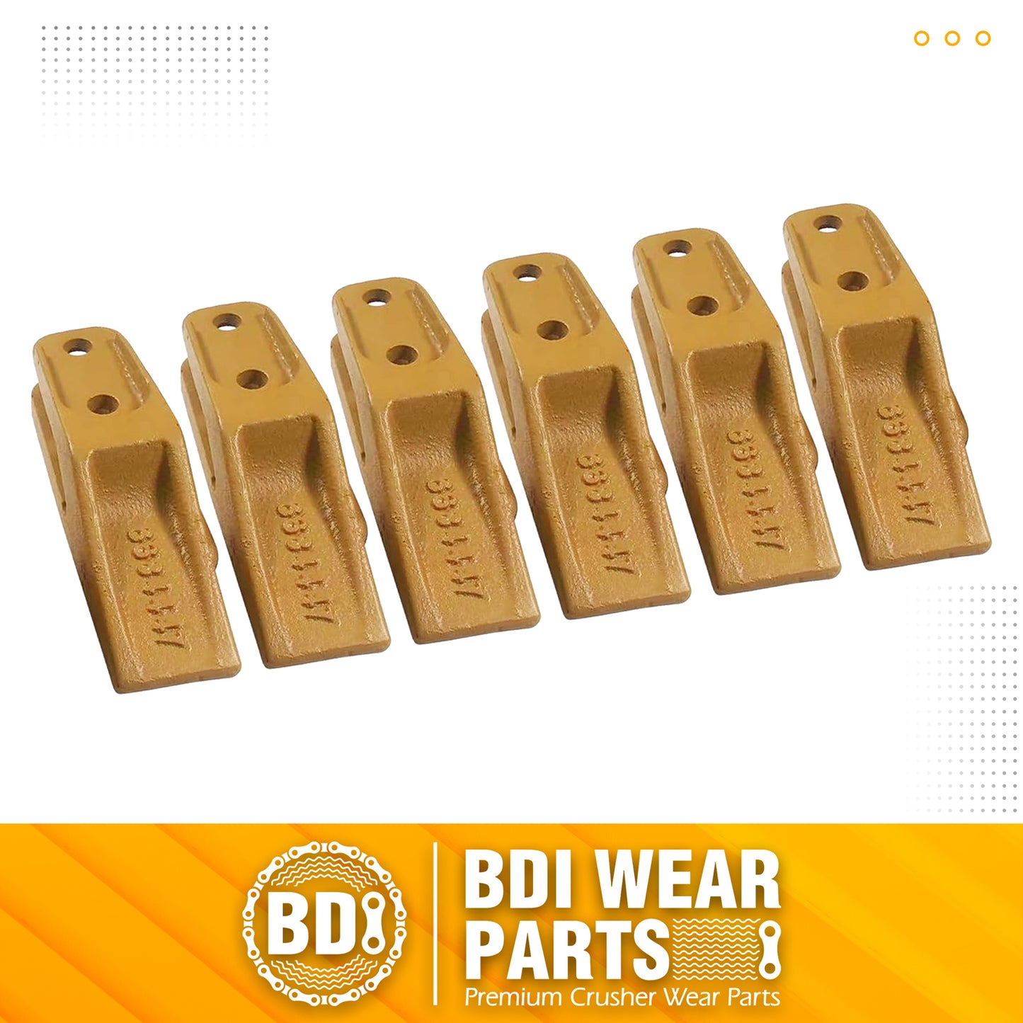 BDI Wear Parts 6684447 Trenching Bucket Teeth, Bobcat Style Skid Steer Backhoe Bolt On Tooth Unitooth - 6 Pack