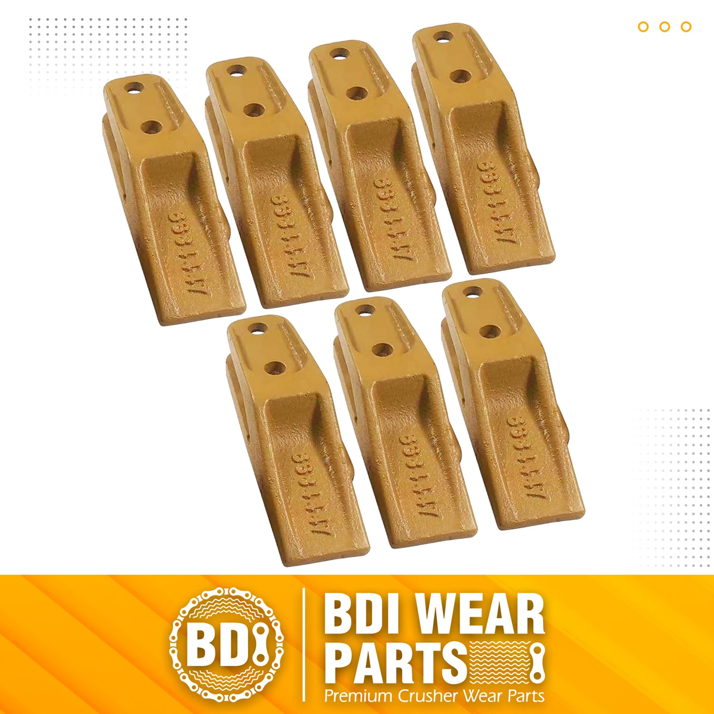 BDI Wear Parts 6684447 Trenching Bucket Teeth, Bobcat Style Skid Steer Backhoe Bolt On Tooth Unitooth - 7 Pack