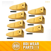 BDI Wear Parts X156T Tiger Hensley Style Bucket Teeth 156 Series Adapters Short Teeth with P156 Roll Pins- 7 Pack