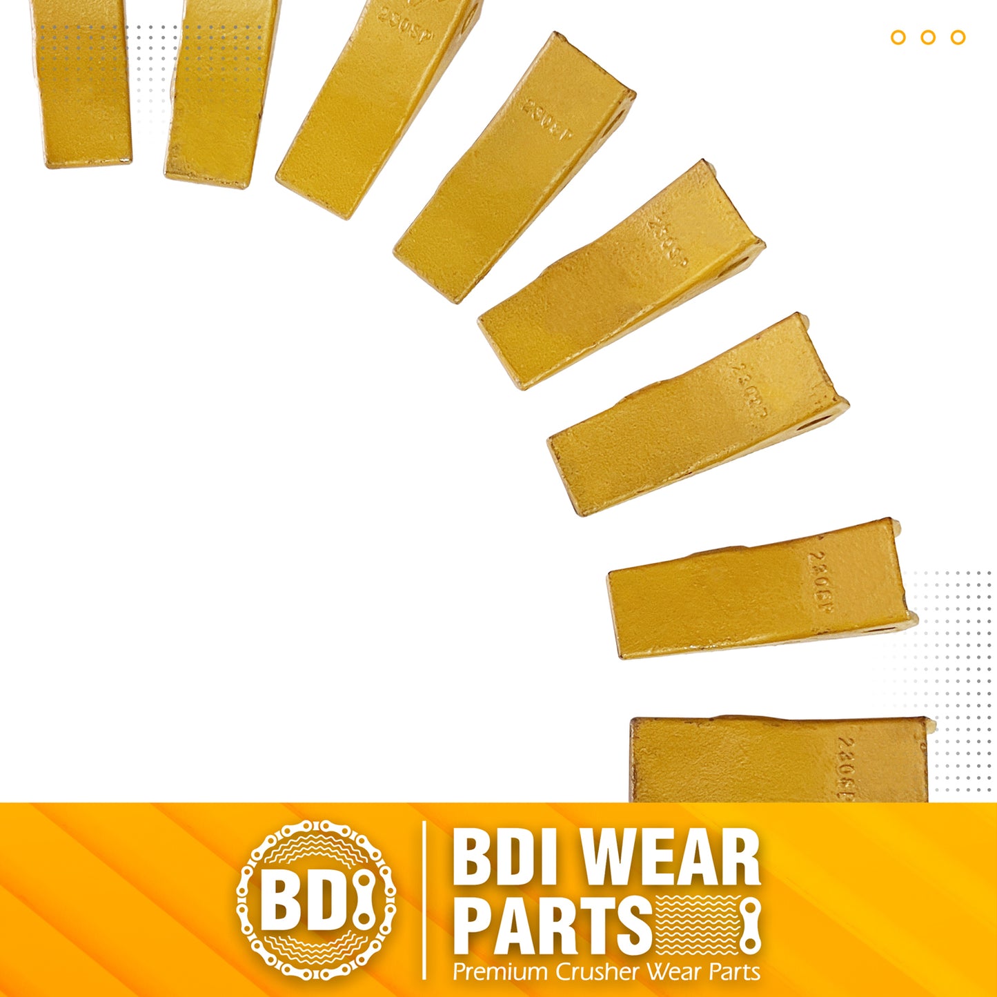 BDI WEAR PARTS 230SP Casting Backhoe Bucket Teeth with TF23P Flex Pin for 23 & 230 Series Skid Steer Loaders and Excavators - 10 Pack