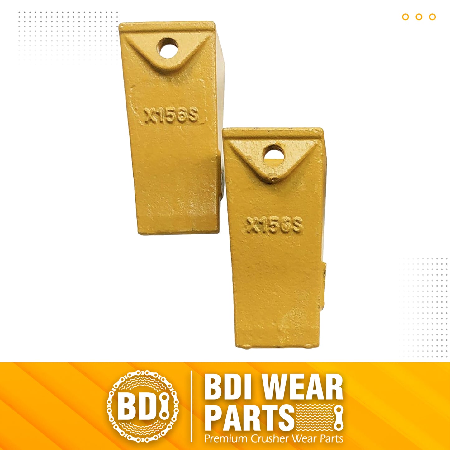 BDI Wear Parts X156S Short Dirt Teeth Hensley Style Bucket Teeth/Tooth with P156 Roll Pins - 2 Pack