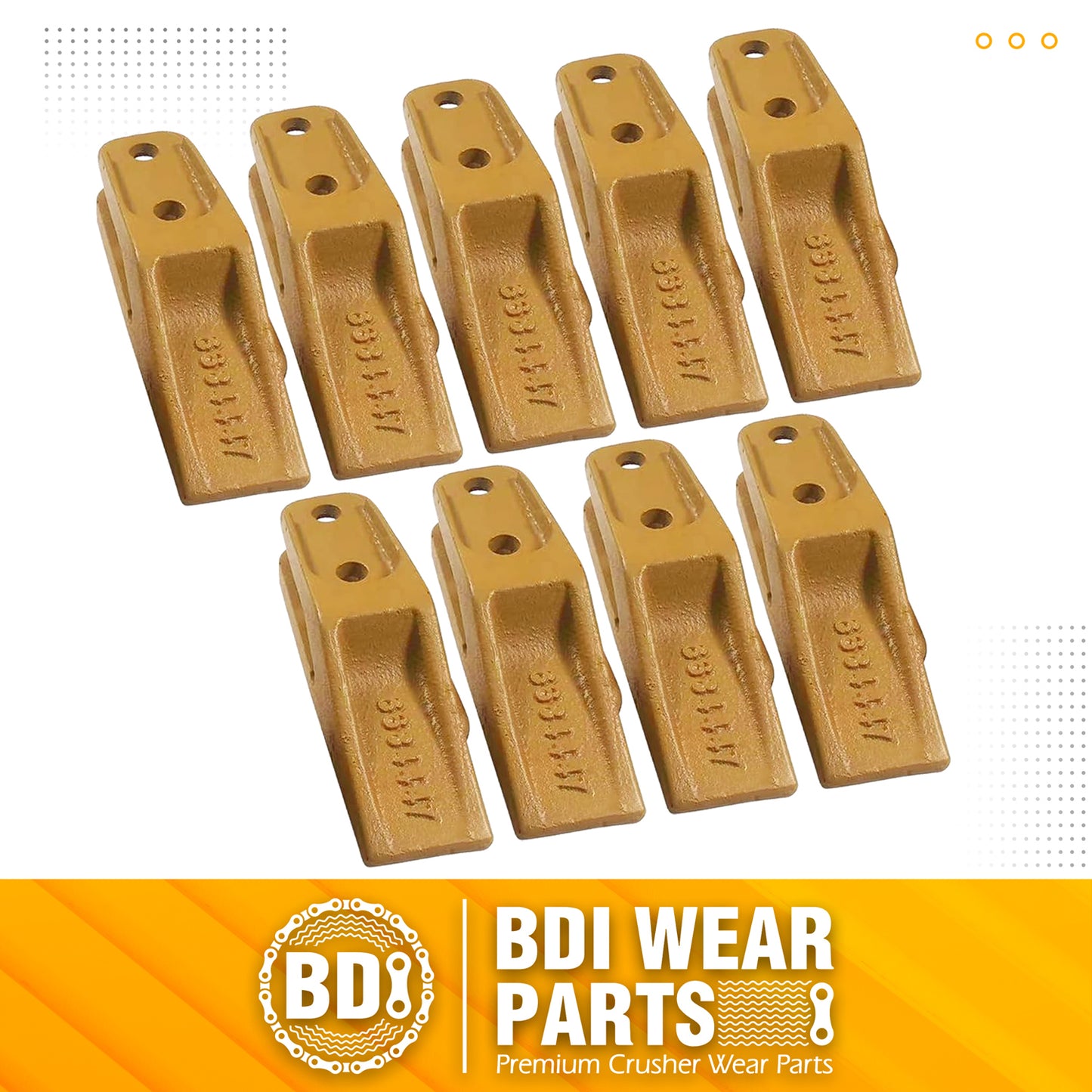 BDI Wear Parts 6684447 Trenching Bucket Teeth, Bobcat Style Skid Steer Backhoe Bolt On Tooth Unitooth - 9 Pack