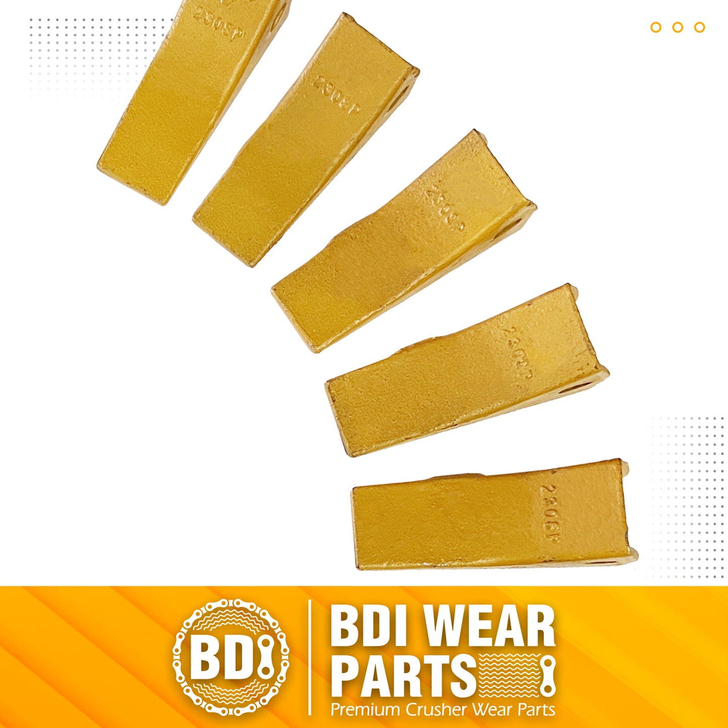 BDI WEAR PARTS 230SP Casting Backhoe Bucket Teeth with TF23P Flex Pin for 23 & 230 Series Skid Steer Loaders and Excavators - 6 Pack