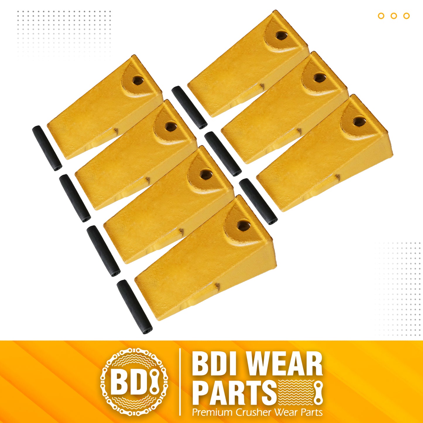 BDI Wear Parts X156 Dirt Teeth Hensley Style Bucket Teeth/Tooth & P156 Roll Pins - 7 Pack