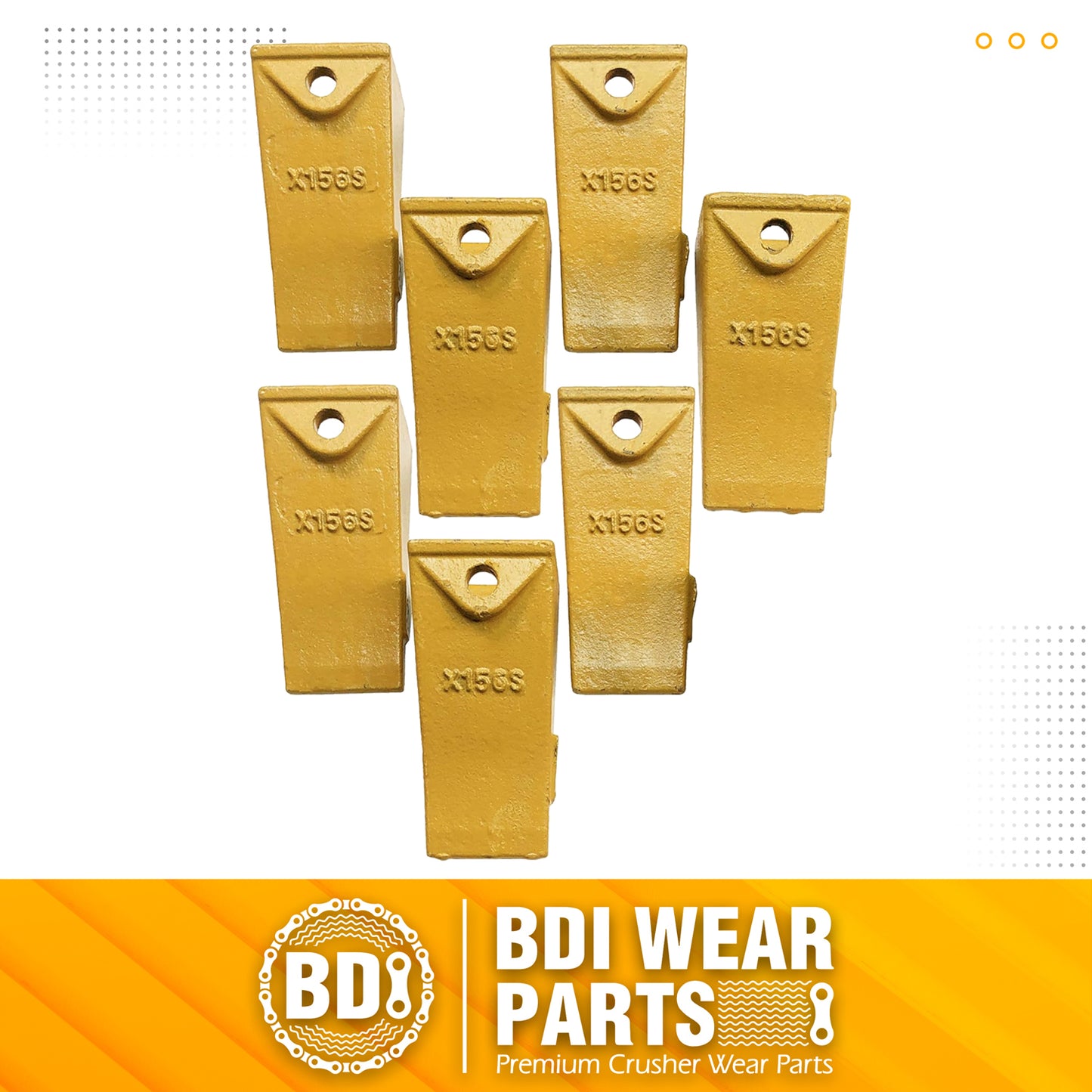 BDI Wear Parts X156S Short Dirt Teeth Hensley Style Bucket Teeth/Tooth with P156 Roll Pins - 7 Pack