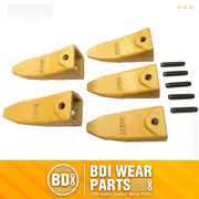 BDI Wear Parts X156T Tiger Hensley Style Bucket Teeth 5 Pack 156 Series Adapters Short Teeth