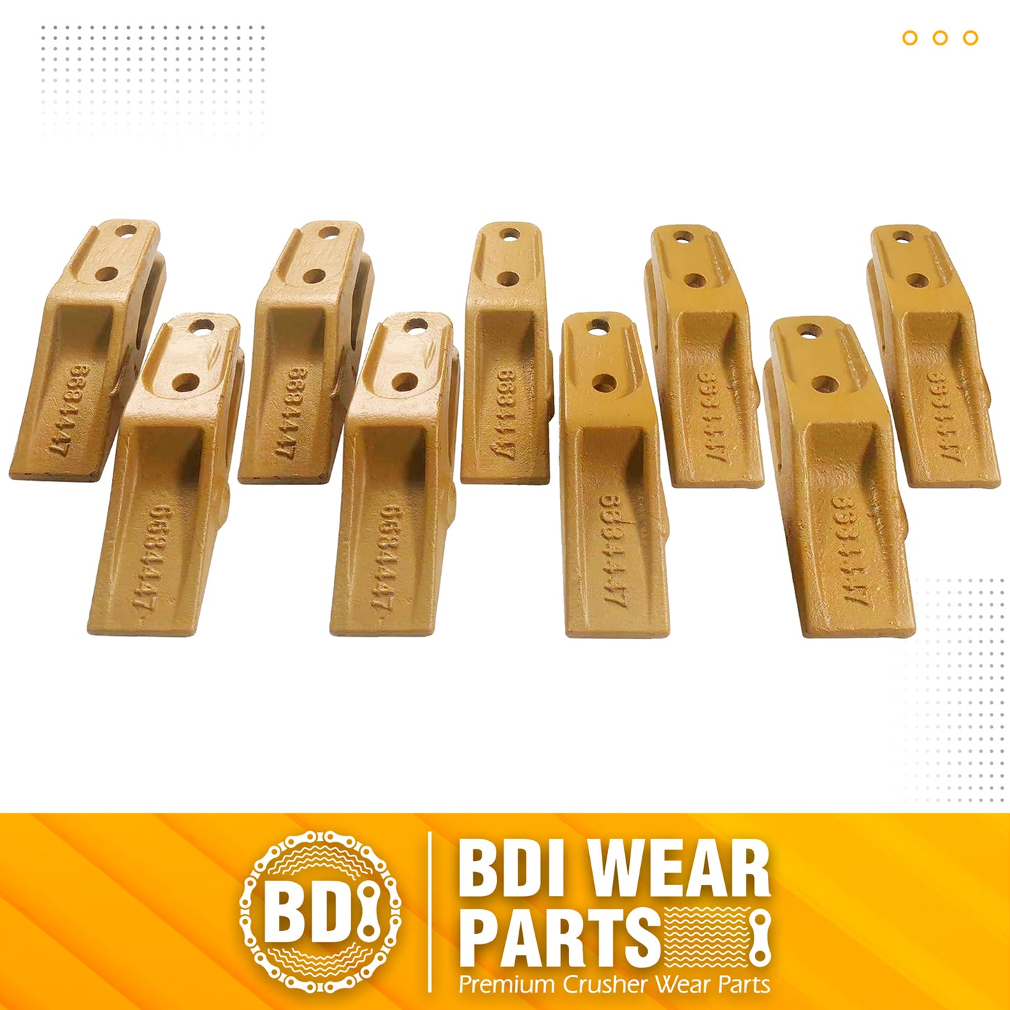 BDI Wear Parts 6684447 Trenching Bucket Teeth, Bobcat Style Skid Steer Backhoe Bolt On Tooth Unitooth - 9 Pack