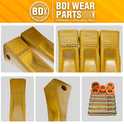 BDI Wear Parts 1U3202 Caterpillar Style General Purpose Dirt Excavator Bucket Teeth Long Tip with Pins and Retainers - 10 Pack