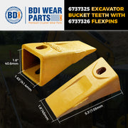 BDI Wear Parts 6737325 Bobcat Style Dirt Digging Bucket Teeth for Skid Steer and Mini Excavator Bucket Tooth with 6737326 Flexpins - 5 Pack