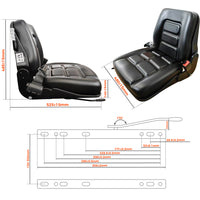 BDI Wear Parts Universal Forklift Seat, Tractor Seat w/Adjustable Angle Back, for Tractor, Mower, Skid Loader, Telehandler, Backhoe, Excavator Dozer