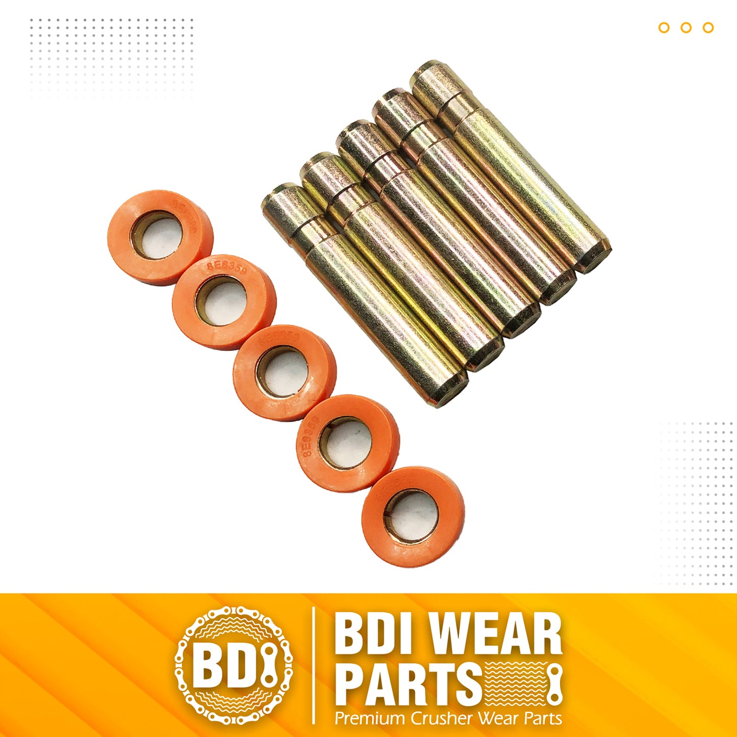 BDI Wear Parts Bucket Teeth Pins 8E6358 and 8E6359 Retainers Fits Cat J350 Caterpillar Style 1U3351 1U3352 Series Tooth - 5 Pack