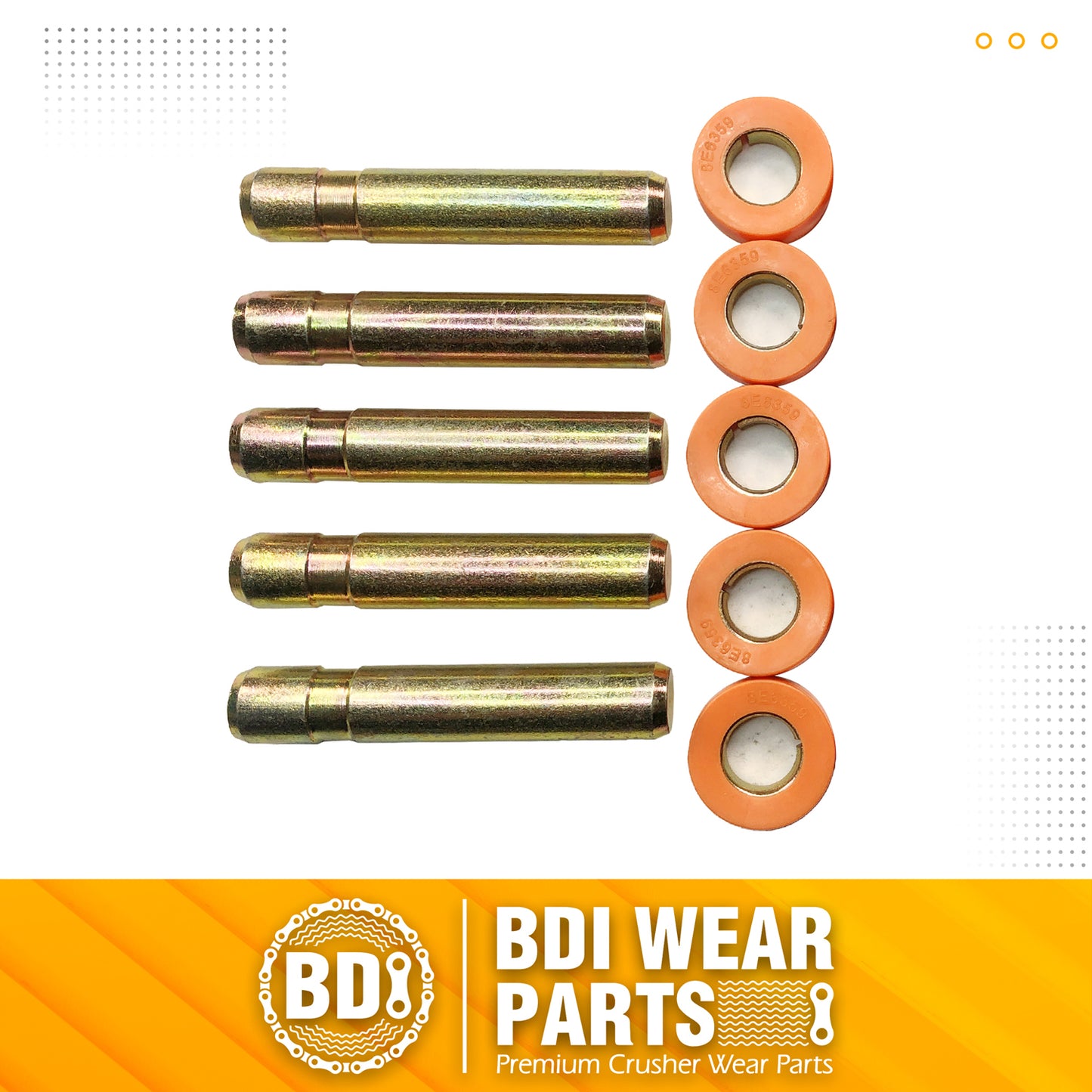 BDI Wear Parts Bucket Teeth Pins 8E6358 and 8E6359 Retainers Fits Cat J350 Caterpillar Style 1U3351 1U3352 Series Tooth - 5 Pack