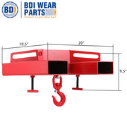 BDI Wear Parts Forklift Lifting Hook 6600lbs Capacity Forklift Lifting Hoist Red Forklift Mobile Crane with Swivel Hook and Two Large T-Screws