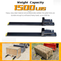 BDI Wear Parts 43" Total Length 1500 Lbs Pallet Forks Chain Heavy-Duty Front Loader Forks Pallet Forks for Loader Bucket Skid Steer Tractor Without Bar