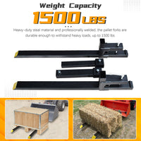 BDI Wear Parts 60" Total Length 1500 Lbs Pallet Forks Chain Heavy-Duty Front Loader Forks Pallet Forks for Loader Bucket Skid Steer Tractor with Bar