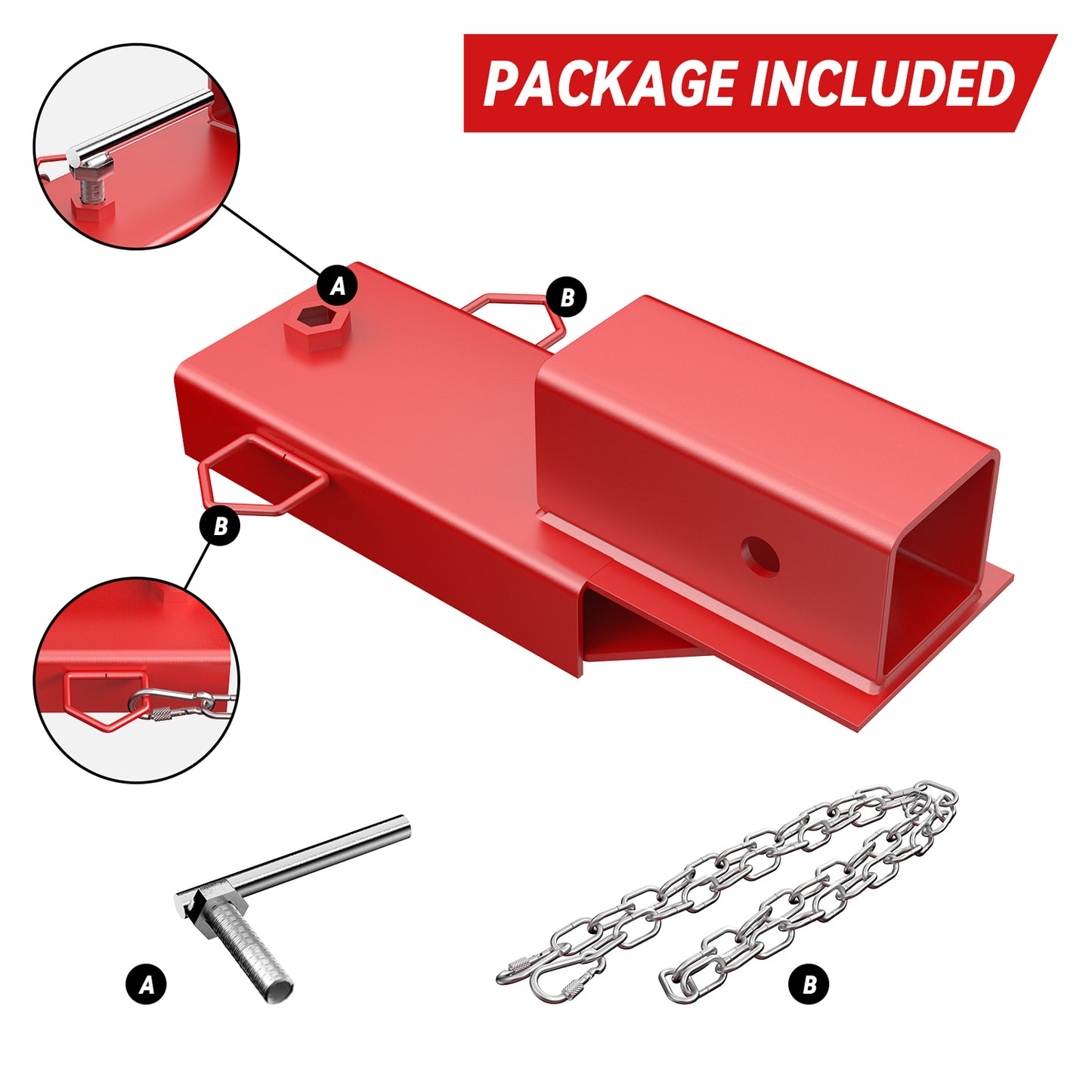 BDI Wear Resistant Parts Forklift Trailer Hook 2" Receiver Durable Accessories Fork Traction Adapter Forklift Hook Accessories with Safety Chain Hook