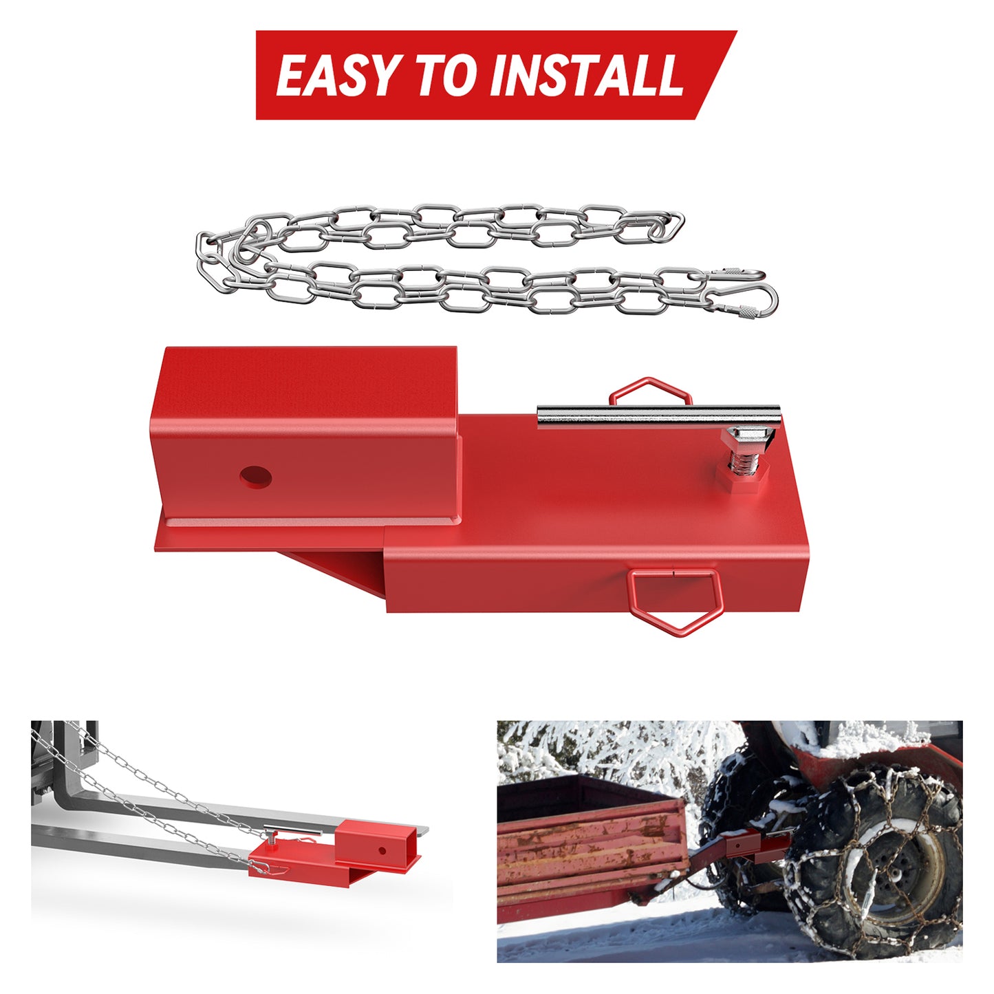 BDI Wear Resistant Parts Forklift Trailer Hook 2" Receiver Durable Accessories Fork Traction Adapter Forklift Hook Accessories with Safety Chain Hook