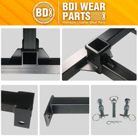 BDI Wear Parts 3 Point Trailer Hitch with 2" Receiver for Category 1 Tow Tractors Gooseneck Drawbar Adapter, Heavy Duty Black Standard Towing Hitch Attachment