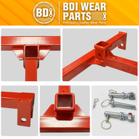 BDI Wear Parts 3 Point Trailer Hitch with 2" Receiver for Category 1 Tractor Gooseneck Drawbar Adapter Red Towing Hitch