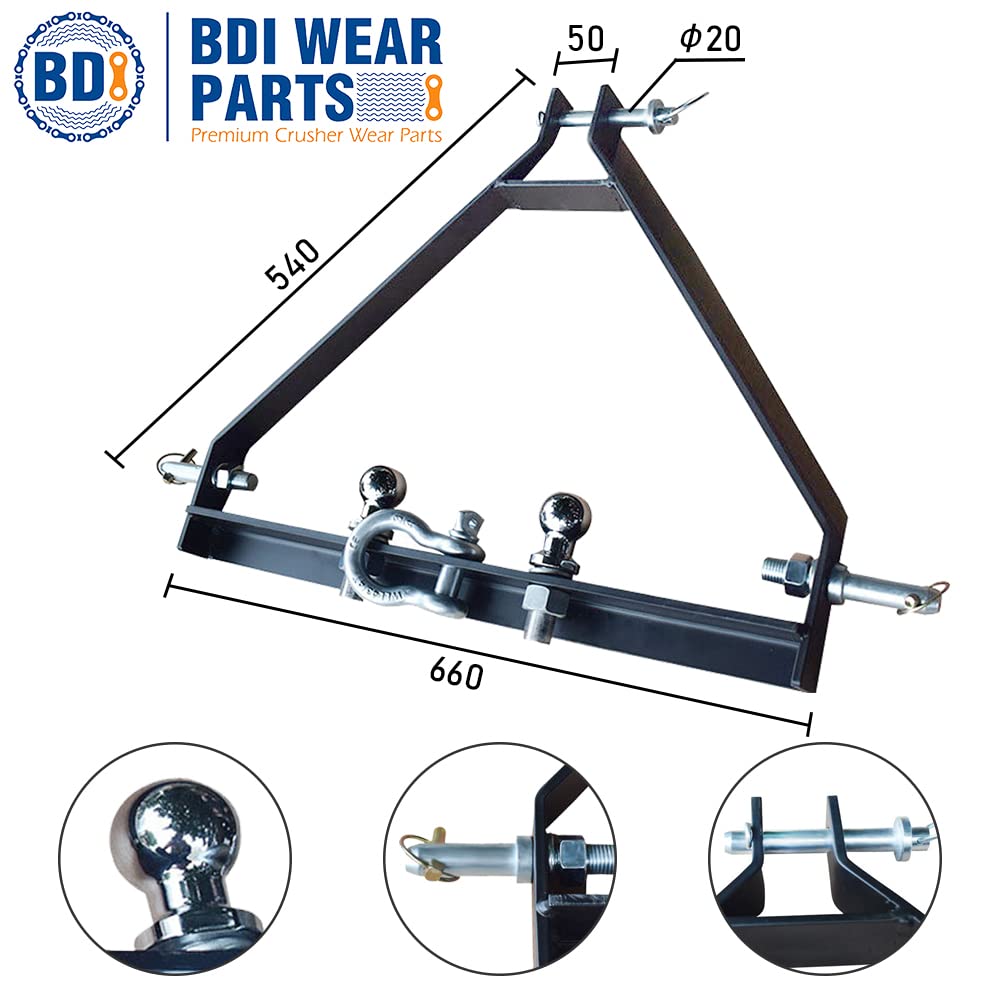 BDI Wear Parts Trailer Hitch Category 1 Tractor Tow Drawbar Adapter Compatible Heavy Duty Side Lift Pins