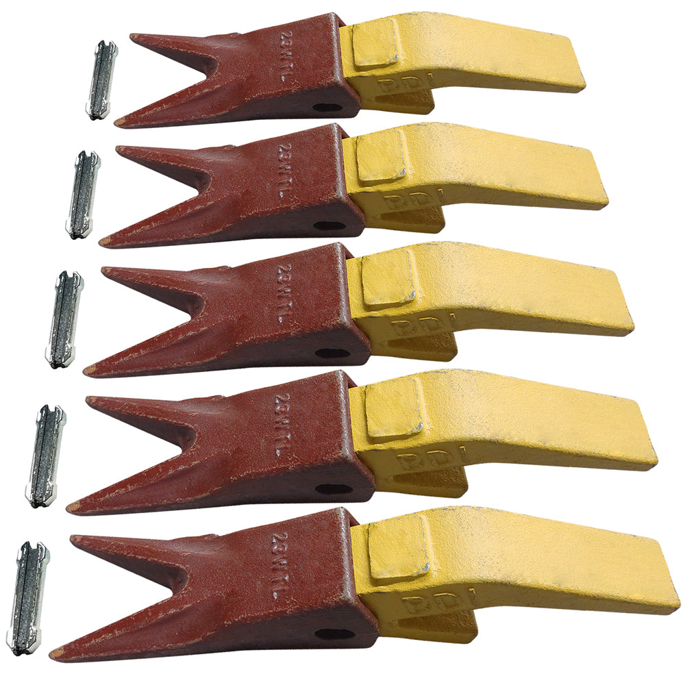 BDI Wear Parts Assembly U43792 Bucket Tooth Adapter +23 23WTL Bucket Teeth with TF23P Flex Pins/Weld on Bucket Teeth Compatible with Hensley Excavator